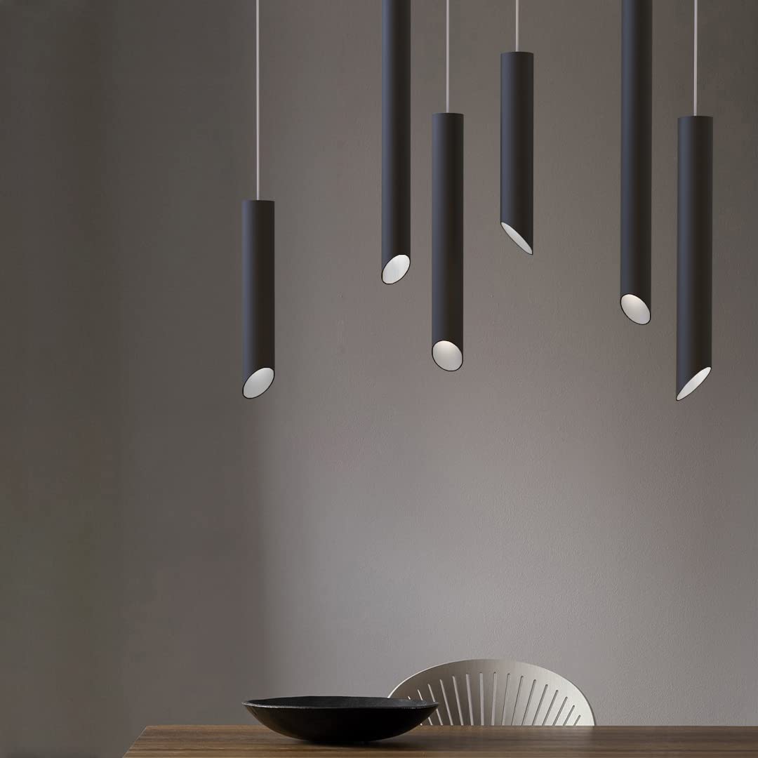 L+ LED-Deckenleuchte Schwarz – Zylinder, 6 Cm Durchmesser, 40 Cm Hoch, GU10 Fassung, Made In Italy