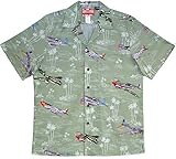 RJC Men's USA Island Airplane Shirt, Sage, M