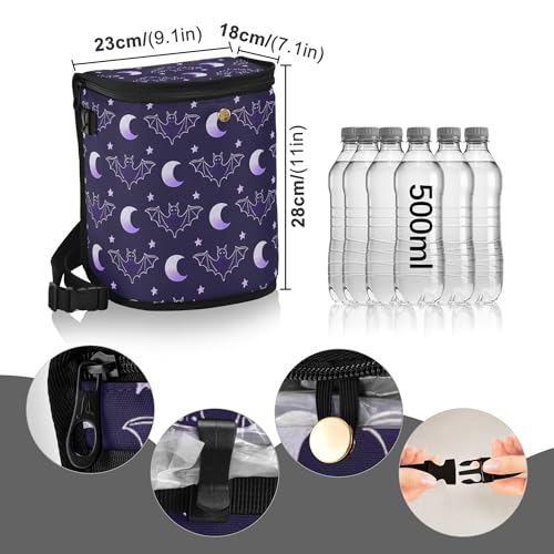 Image of MNSRUU Car Trash Can with Lid, Bats Moon Car Trash Bag Hanging Organizers and Storage for Front Back Seat, Leak-Proof Trash Bin