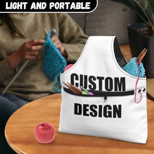 Image of KUIFORTI Custom Design Yarn Bag Holder Crochet Bag Knitting Accessories Yarn Project Bag Yarn Tote Yarn Bags for Crocheting on The Go Large Size