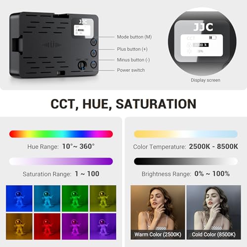 Image of JJC RGB Video Light+Equipment Mounting Strap for Power Bank on Tripod