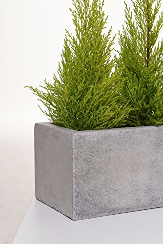 VIVANNO Blumenkasten Balkonkasten Pflanzkasten Fiberglas FLOBO Beton-Optik grau - 15x100x17 cm