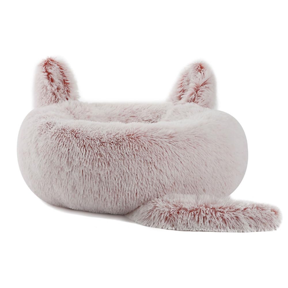 DOTBUY-SHOP Dog Bed Washable, Cute Ears Soft Comfy Cat Bed Dog Beds, Pet Bed With Slip-Resistant Bottom, Gift for Puppy Kittens (50cm,Gradient Pink)