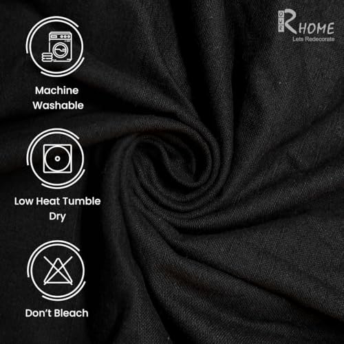 Image of R home Solid Cotton Table Napkins, Soft Cloth Napkins for Dining Table, Reusable & Washable, Ideal for Formal Dining, Cocktail Nights, Weddings, Home Bar & Table Decor (6, Black)
