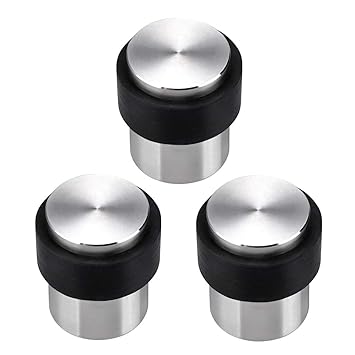 Sumnacon 3 Pcs Cylindrical Floor Door Stopper, Solid Stainless Steel Door Stopper with Rubber Bumper-Safety Floor Mount Doorstop with Screws, Heavy Duty Commercial Industrial Floor Door Stopper