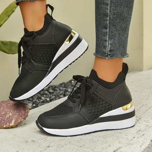 Chaussures confortables femmes baskets de course noires et souples - 4