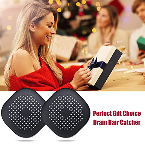 Hair Drain Catcher,Square Drain Cover for Shower Silicone Hair Stopper with Suction Cup,Easy to Install Suit for Bathroom,Bathtub,Kitchen 2 Pack (Black) - Image 7