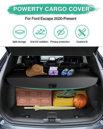 Image of Powerty Cargo Cover for 2020-2024 2025 Ford Escape Accessories Canvas Trunk Cover Retractable Trunk Shielding Shade Privacy Covers