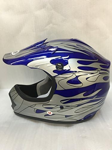 Youth DOT Helmet Blue/Flame Color Dirt Bike Style Youth Model (Medium) Youth DOT Helmet Blue/Flame Color Dirt Bike Style Youth Model (Medium)