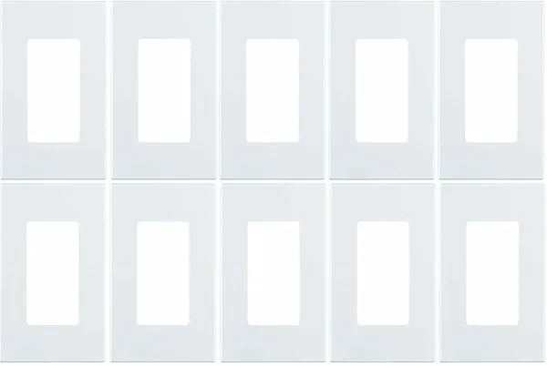Leviton 80301-SW 1-Gang Decora Plus Wallplate Screwless Snap-On Mount (10 Pack, White)