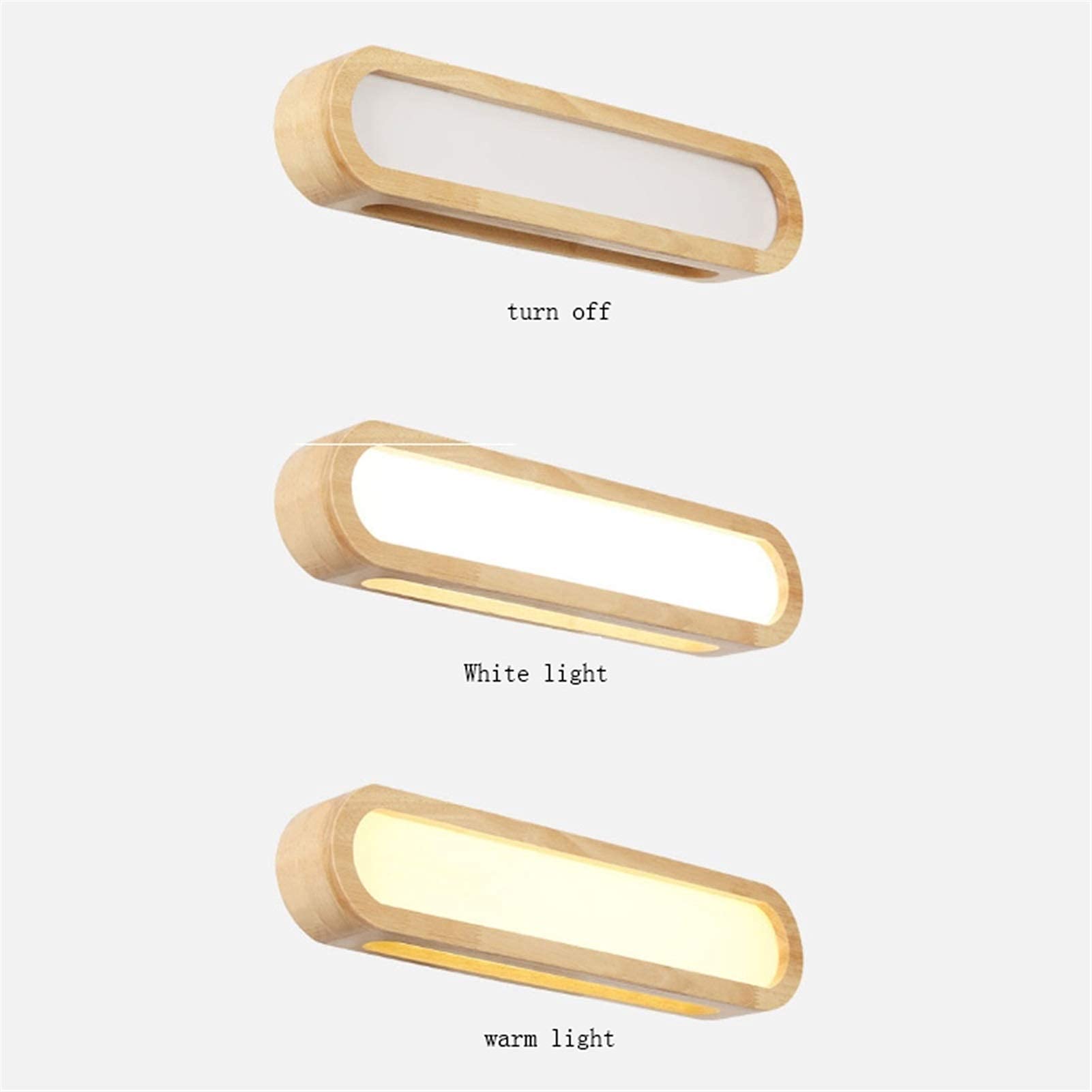 Spiegelleuchte, verstellbar, 3 Farben, LED-Spiegelleuchte, Holzspiegel-Frontleuchte, Badezimmerbeleuchtung über dem Spiegel, Ankleidezimmer (Größe: 63 cm), Badezimmerdekor-Wandlampe, Wandleuchten