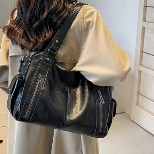 Image of Womens Shoulder Bag Zipper Closure Hobo Handbag for Shopping Dating Vacation Black|Clothing, Shoes & Accessories |Women's Handbags & Bags