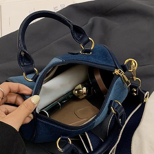 Women Handle Handbags Patchwork Mini Handbags Denim Shoulder Cross Body Bags Ladies Small Boston Purses Bag3