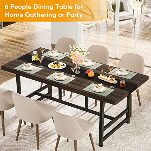 Tribesigns Dinning Table For 6 People, 70 Inches Home & Kitchen Table, Wood Large Dinning Room Tableb With Metal Frame For Family Gathering Or Party (Rectangular), W70.86 * D31.49 * H29.92 Inches #TOP4