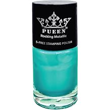 PUEEN Rocking Metallic Nail Polish For Nail Stamping Big 5-FREE Formula Nail Color Lacquer 608 Cool Aqua-BH000582