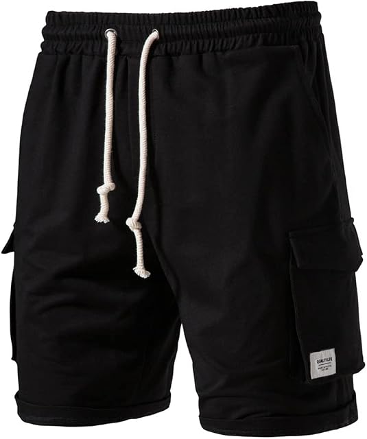 MakingDa Mens Casual Sports Shorts Summer Beach Cotton Joggers Shorts with Elastic Waist Zip Pockets