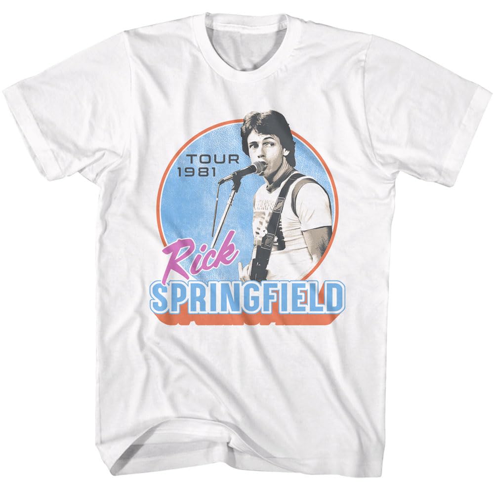 American ClassicsRick Springfield 1981 Tour Adult Short Sleeve T Shirt 80s Music Vintage Style Graphic Tees