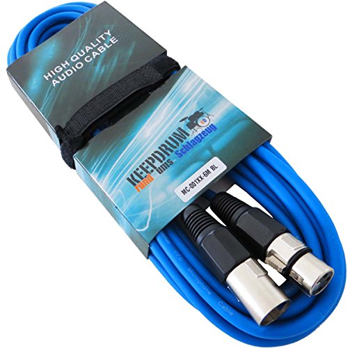 Câble micro XLR Keepdrum MC-001XXBL de 10m bleu, cordon de connexion pour microphone