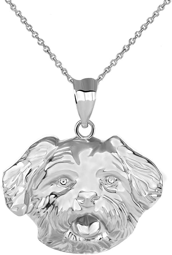 Claddagh Gold Exquisite Sterling Silver Cute Maltese Dog Puppy Head Looking Pendant Necklace