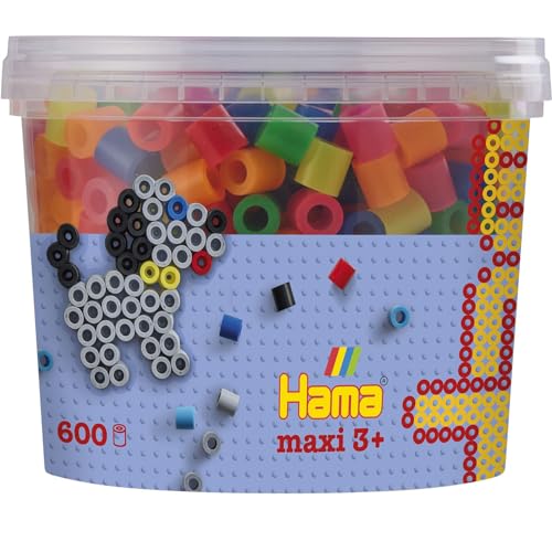Hama - 8572 - Loisirs Créatifs - Pot 600 Perles à Repasser - Taille Maxi - Néon, Neon