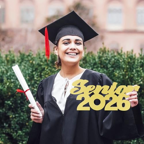 Image of TONIFUL Graduation Decorations 2026 Senior 2026 Sign Wooden Gold Class of 2026 Table Centerpiece Photo Props Graduation centerpieces Senior 2026 Sign for 2026 Party Decorations Supplies