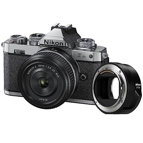 Image of Nikon Z fc with Special Edition Prime Lens and FTZ II Adapter | Retro-Inspired Compact mirrorless Stills /Video Camera with Matching 28mm f /2.8 Prime Lens and Adapter for Using DSLR Lenses | USA Model