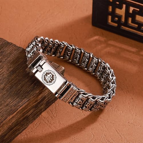 Image of Tibetan Buddhism Om Mani Padme Hum Ashtamangala Eight Auspicious Symbol Heart Sutra 999 Silver Plated Copper Cuff Bracelet Amulet | Buddhist Bracelet Bangle | Buddhism Mantra Lucky Fengshui Bracelets