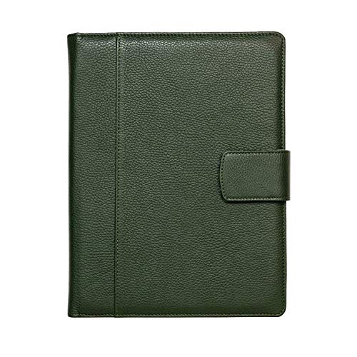 Image of Maruse Italian Leather Executive Padfolio, Folder Organizer with Magnetic Closure and Writing Pad, Handmade in Italy, Dark Green