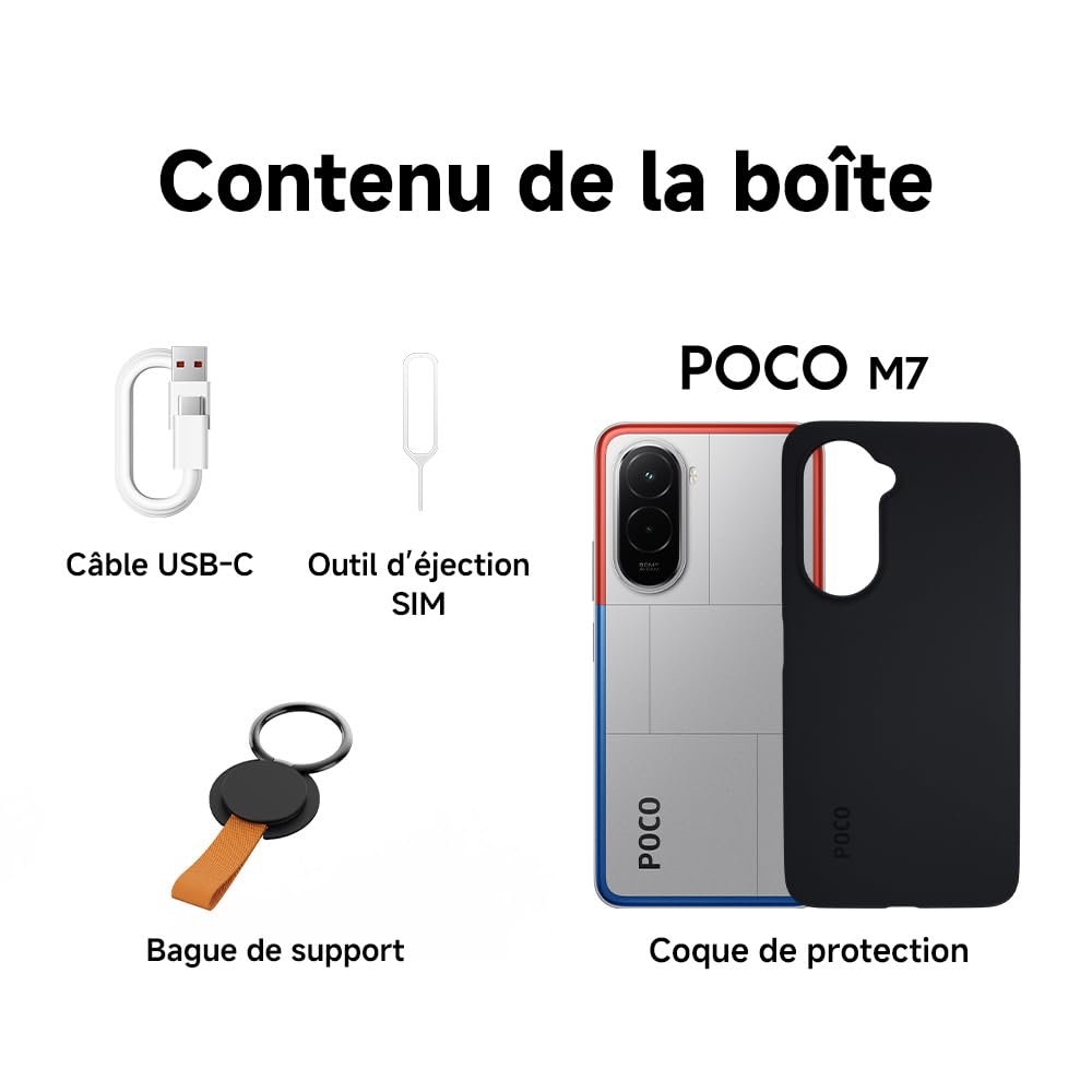 XIAOMI POCO M7, Smartphone 8+256 Go, écran FHD+ 144 Hz de 6,9 Pouces, Snapdragon 685, Double caméra AI 50 MP, 7000 mAh, Argent, Chargeur Non Inclus (Version Française + 2 Ans de Garantie)