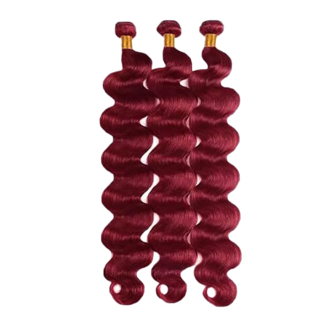 99J Burgundy Human Hair Bundles Body Wave 16 18 20 Inch Color 99J Bundles Human Hair 3 Bundle Burgundy 300g Total Unprocessed Brazilian Virgin Soft Sewn In Extension for Black Women