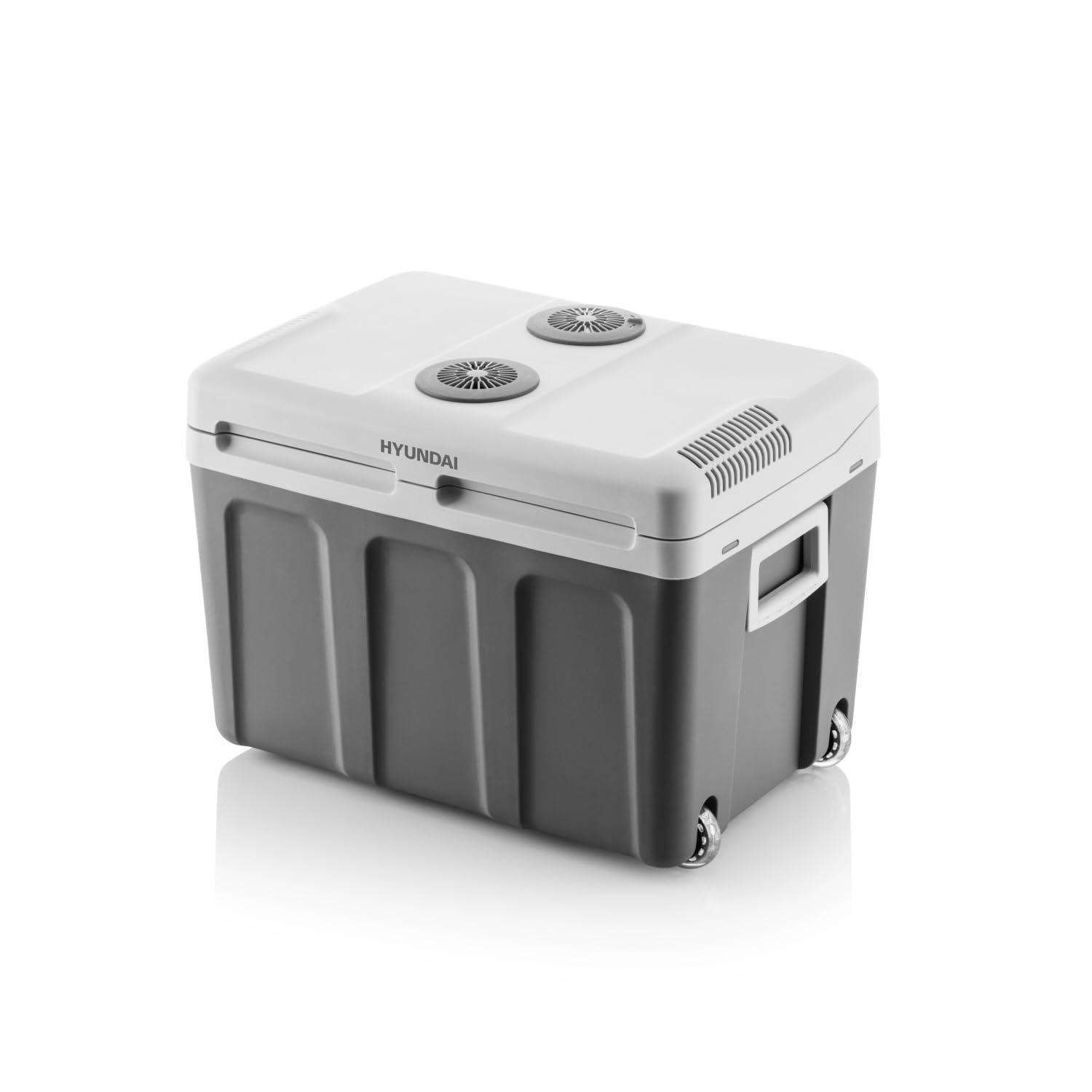 Hyundai Electronics Elektrische Kühlbox MC40E I 40L | 12V & 230V thermoelektrische Autokühlbox | Kühlen und Heizen bis 60°C | Leiser Betrieb | Trolley-Kühlwagen mit Rollen & ausziehbarem Griff