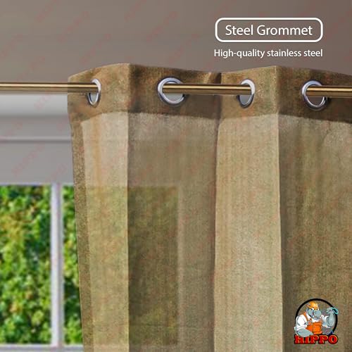 Image of HIPPO 160 GSM Outdoor Sun Blocking Balcony Eyelet /Grommet Curtains Sun & UV Protection, Light Filtering 4.5FTX8FT Door Curtain (Camouflage-Beige)