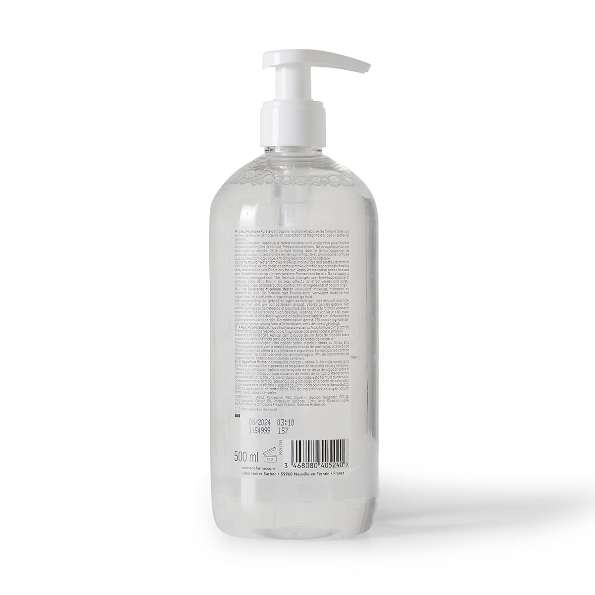 Corine De Farme 040732 Płyn Micelarny, Przezroczysty, 500 ml