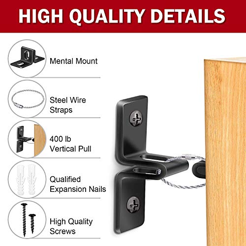 SYOSIN Furniture Anchors for Baby Proofing 8 Pack, Metal Child Proofing Furniture Straps, Secure 400 Pound Falling Furniture Child Pet Safety Anchors Earthquake Resistance - Thumbnail 3