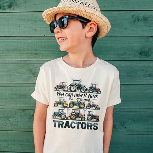 Farm Tractor Varieties Toddler Shirt - Tractor Lover Farming Kid's Outfit - You Can Never Have Too Many Tractors - Boho Natural Toddler & Youth Tee2