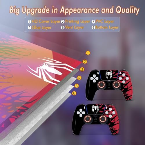 Image of PSS Vinyl Skin for PS5 /Slim Disk Edition, Console and Controller Skins for PS5 /Slim Disk Edition, Decal Sticker for PS5 /Slim Skin Console and Controllers - Spidy Edition
