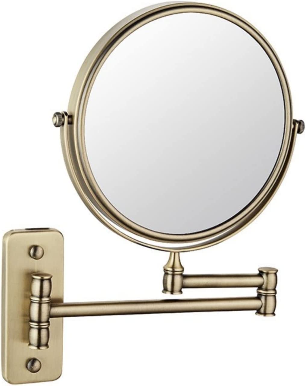 Wandmontierter Rasierspiegel Wandmontage Makeup Sp An der Wand montierter Kosmetikspiegel mit 3-facher Vergrößerung, 20,3 cm runder, doppelseitiger Kosmetikspiegel mit ausziehbarem Arm, um 360° drehba