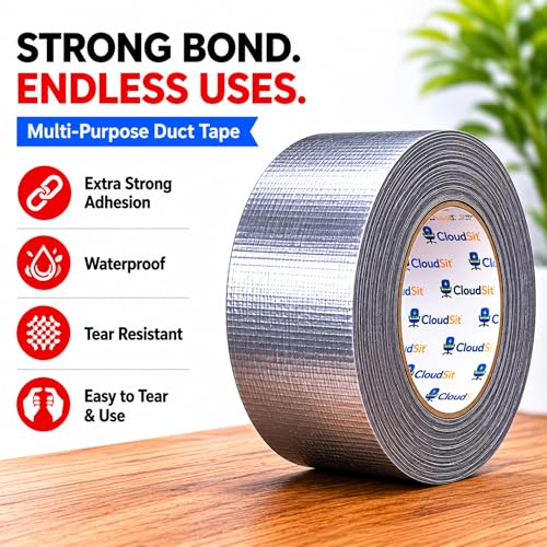 Image of Duct Tape 48mm x 50 Meter Grey | Heavy Duty Waterproof Adhesive Tape for HVAC Duct Sealing, Repair, Packing, Craft & Multi-Purpose Use | Strong Adhesion Pack of 1