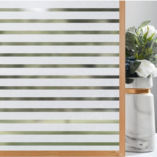 Image of WISDOM Privacy Window Film Sticker(24x480 in) Decorative Window Glass Stripe Frosted