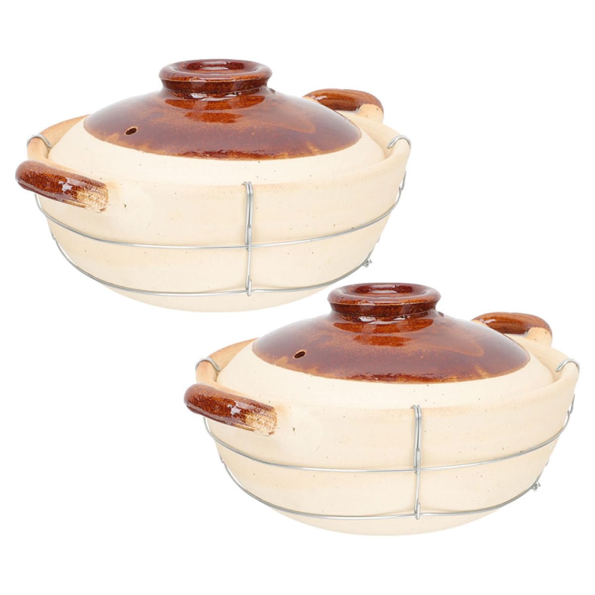 SUPVOX Juego de 2 Cazuelas de Barro Chino con Tapa, Material de Arcilla y Hierro, Resistentes a Altas Temperaturas con Agarre Seguro para Cocinar Estofados en Cocinas Domésticas
