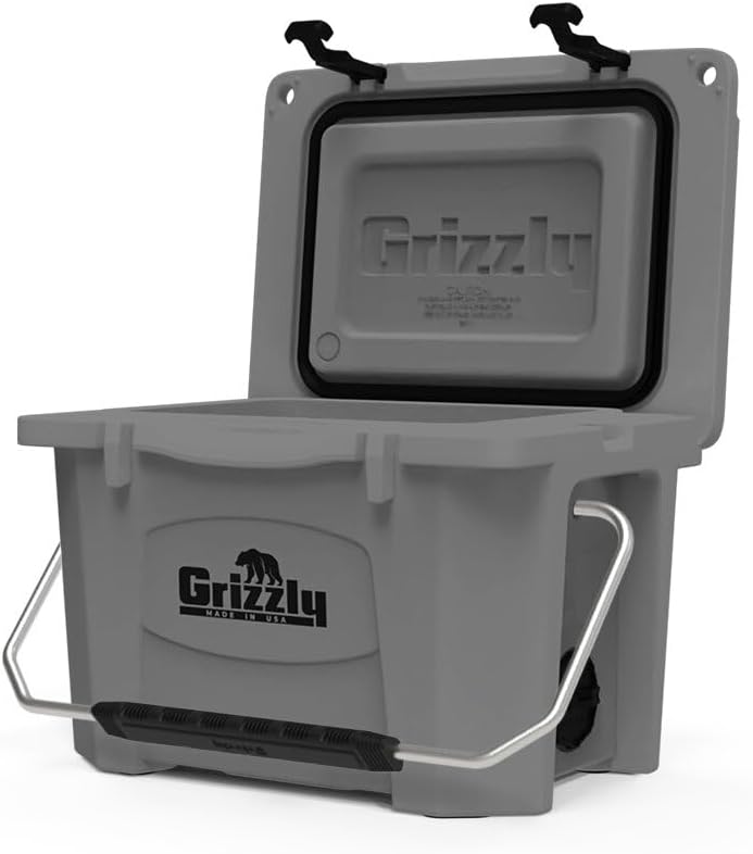 Grizzly 20 Cooler | 20 qt Ice Chest Durable Rotomolded Insulated | Made in USA | Warranty for Life | For Beach Boat Camping Fishing Hunting | G20