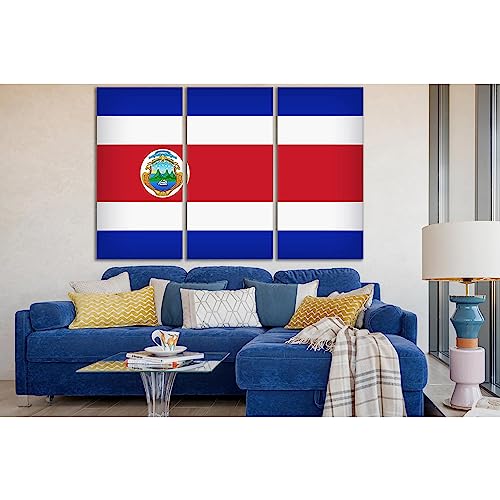 Cuadro de la bandera de Costa Rica en lienzo triptico ZELLART decoración de pared 210 x 140 cm