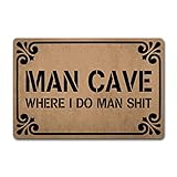 GXFC ZHAO Welcome Funny Door Mat Personalized Doormat with Anti-Slip Rubber Back (23.6 X 15.7 inch) Prank Gift Home Decor Area Rugs for The Entrance Way Indoor Mats (Man Cave Where I Do Man Shit)