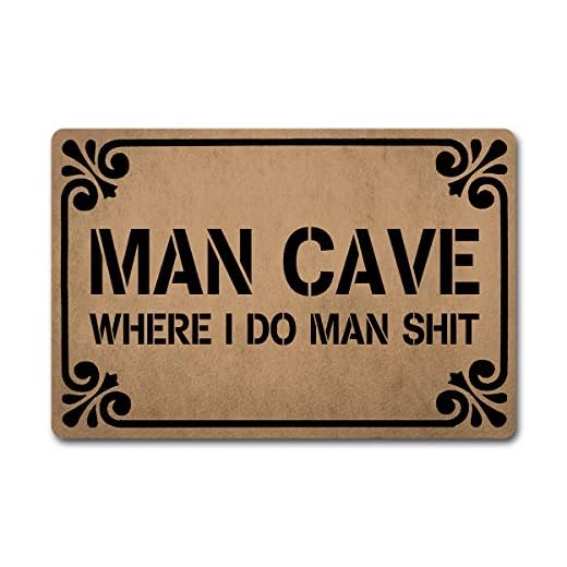 GXFC ZHAO Welcome Funny Door Mat Personalized Doormat with Anti-Slip Rubber Back (23.6 X 15.7 inch) Prank Gift Home Decor Area Rugs for The Entrance Way Indoor Mats (Man Cave Where I Do Man Shit)