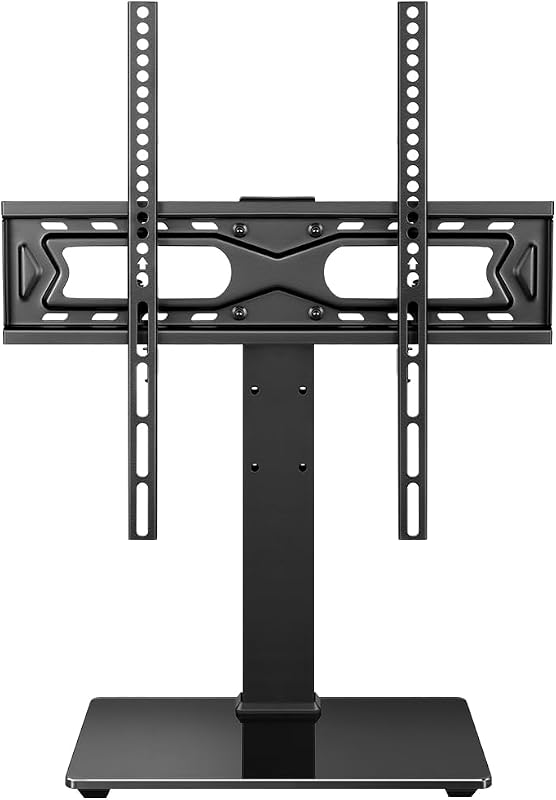 Universal TV Stand for 27-65 inch LED LCD TV Swivel Table Top Television Stand with 30 Degree Height Adjustable TV Stand with Mount TV Base with Tempered Glass Base Max VESA 400x400mm
