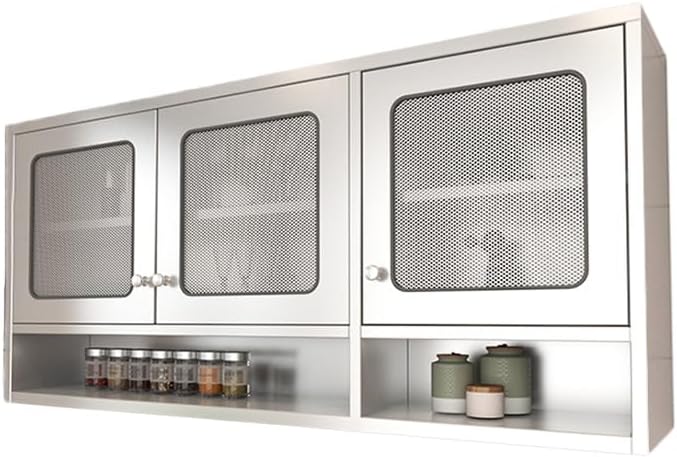 Wall Cabinet with Doors and Shelves, Kitchen Wall Cabinets Storage Wall Mounted Hanging Organizer for Kitchen Bathroom Living Room, Wall Mount Cabinets with Adjustable Shelves,A-1