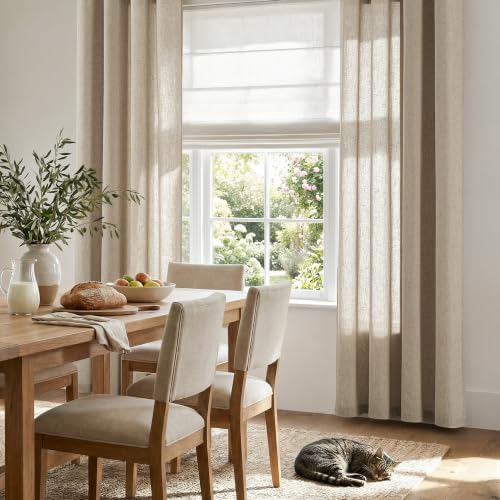 Image of jinchan Linen Curtains 90 Inch Light Filtering Grommet 2 Panels Taupe