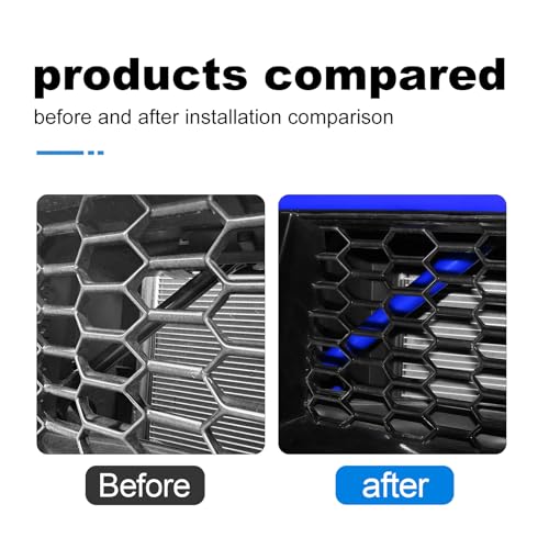 Image of KUNGKIC For 2024 2025 Mustang Grill Inserts Trims ABS V Brace Stripes Wrap Covers Exterior Car Accessories (Blue)