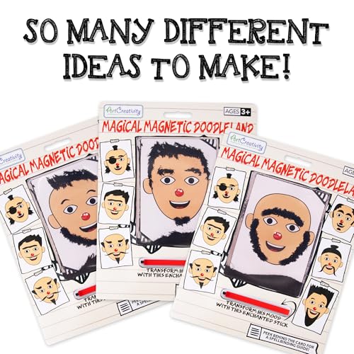 Image of ArtCreativity - Set of 2 magnetic drawing boards for kids, create different hair and beard styles, classic retro toys for kids and toddlers