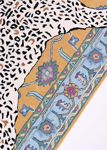 Tapete de Lana Leopardo Hecho a Mano 91x152 cm Azul miniatura 7